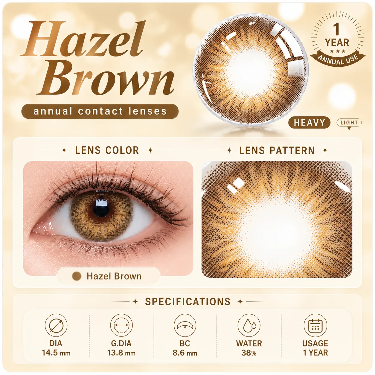 Lensora Studio Lovely Hazel Half-Yearly Colored Contact Lenses Pink Half-Yearly farbige Kontaktlinsen