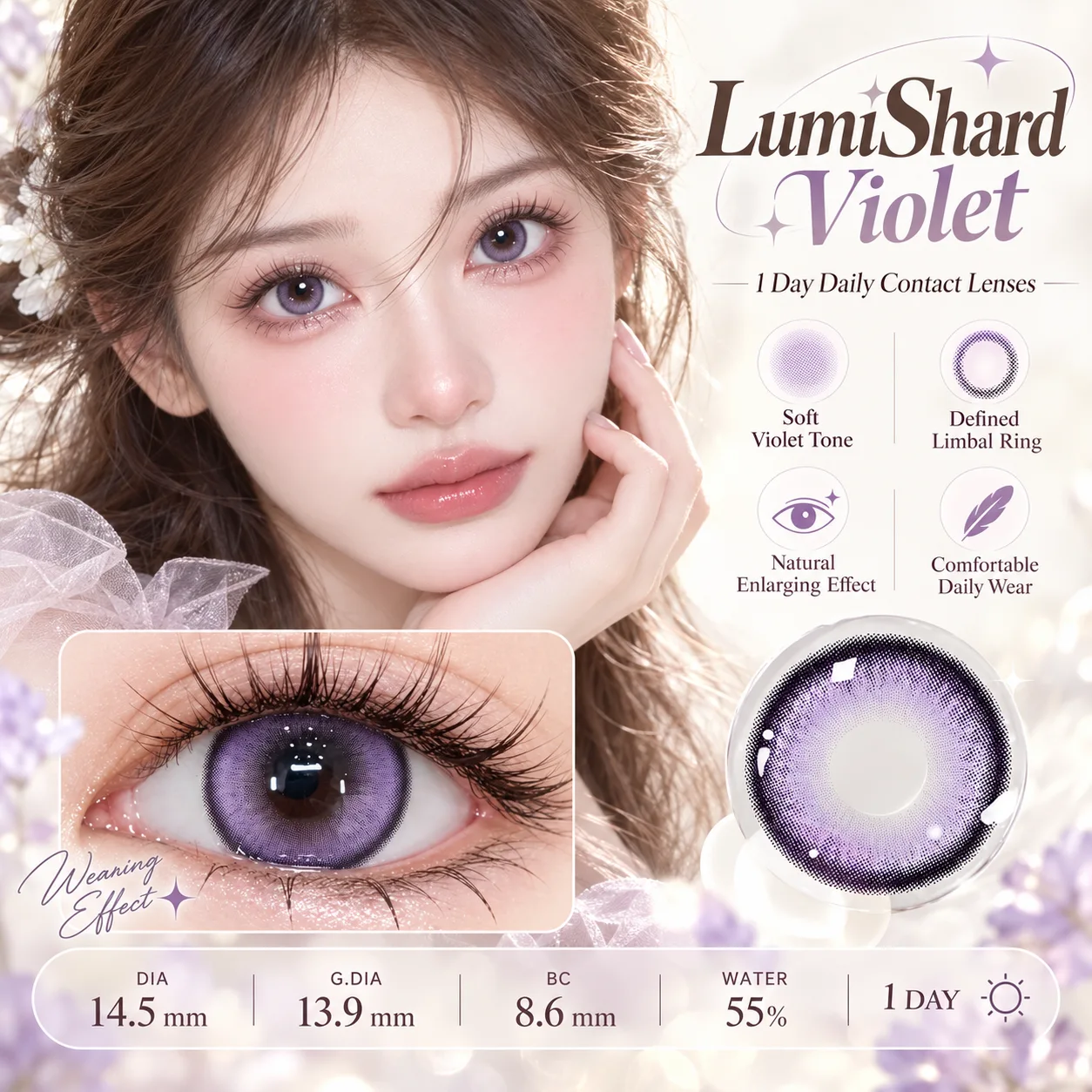 NOVA EYE After School Purple Daily Colored Contact Lenses パープル ワンデー カラコン