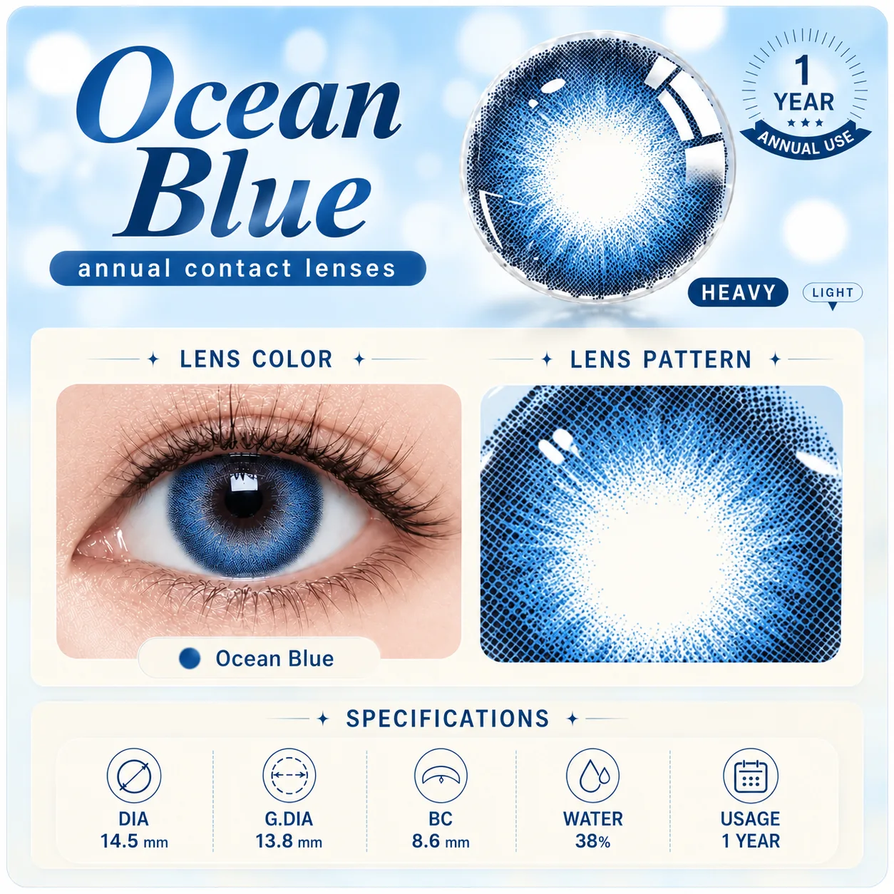 Aurea Dollydream Blue Half-Yearly Colored Contact Lenses Blue Half-Yearly farbige Kontaktlinsen