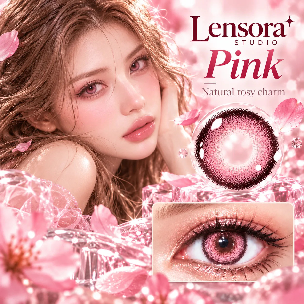 NOVA EYE Flipped Pink Half-Yearly Colored Contact Lenses Pink Half-Yearly farbige Kontaktlinsen 4