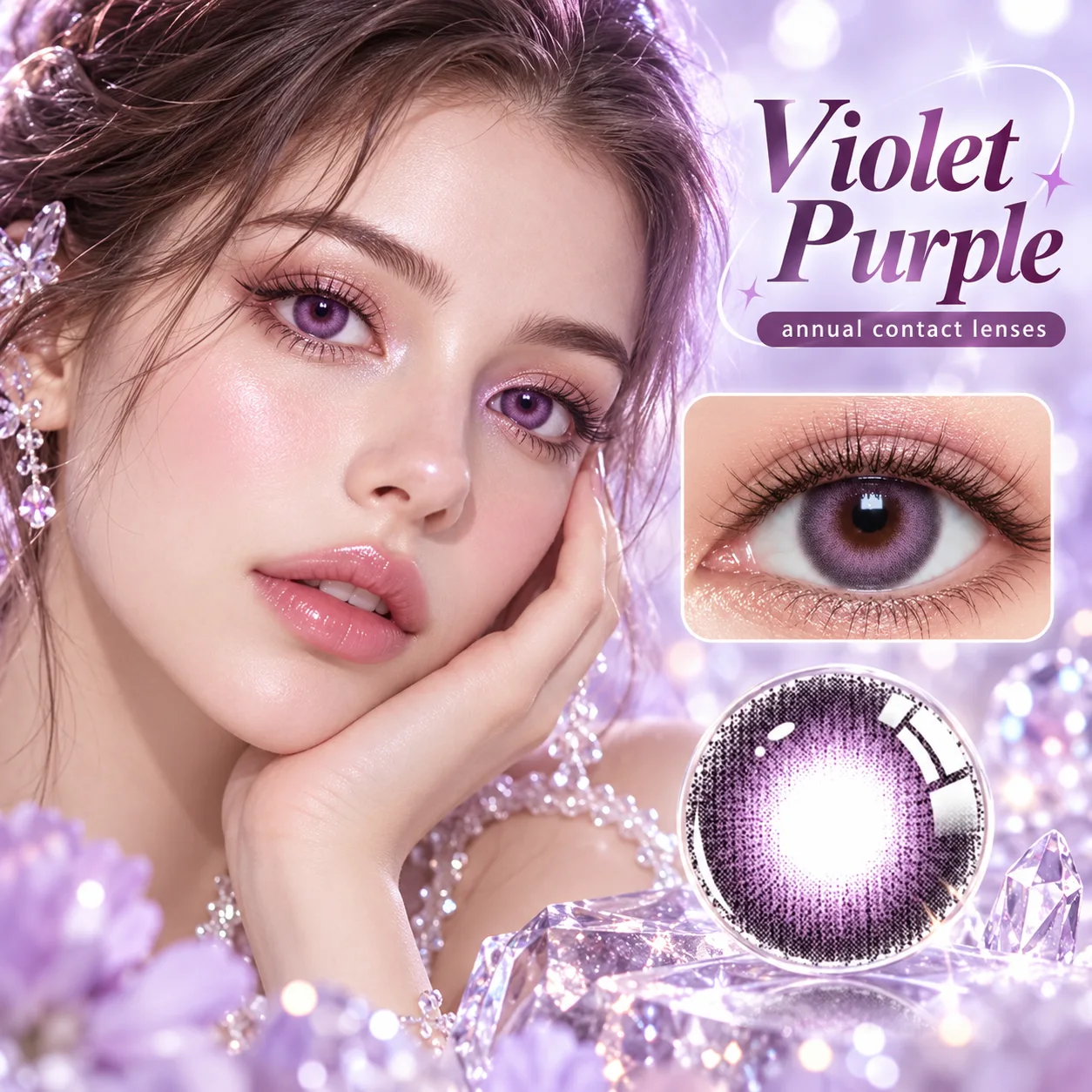 Lensora Studio Air Purple Monthly Colored Contact Lenses パープル マンスリー カラコン 2