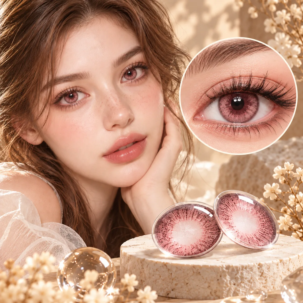 Lensora Studio Island Pink Monthly Colored Contact Lenses Blue Monatslinsen farbige Kontaktlinsen