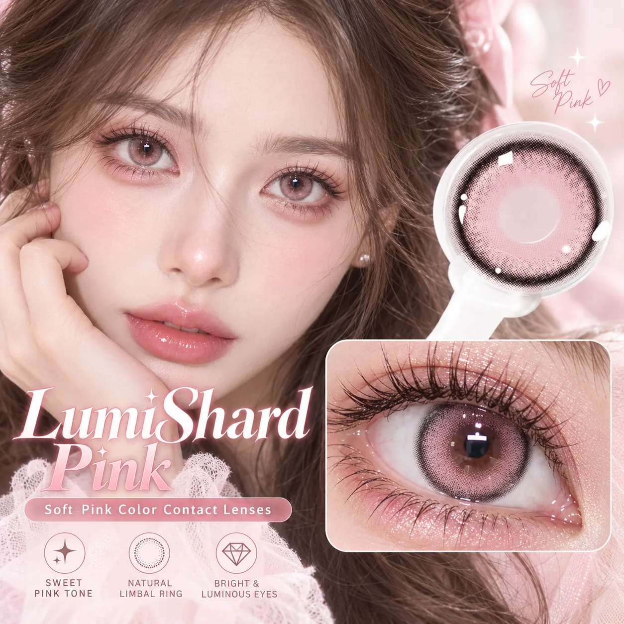 Aurea Halo Pink Daily Colored Contact Lenses Pink Tageslinsen farbige Kontaktlinsen 4