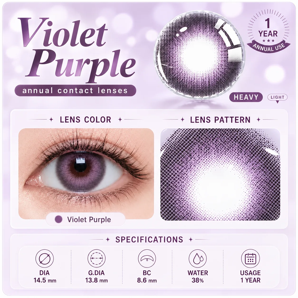 NOVA EYE Flipped Purple Half-Yearly Colored Contact Lenses Black Half-Yearly farbige Kontaktlinsen