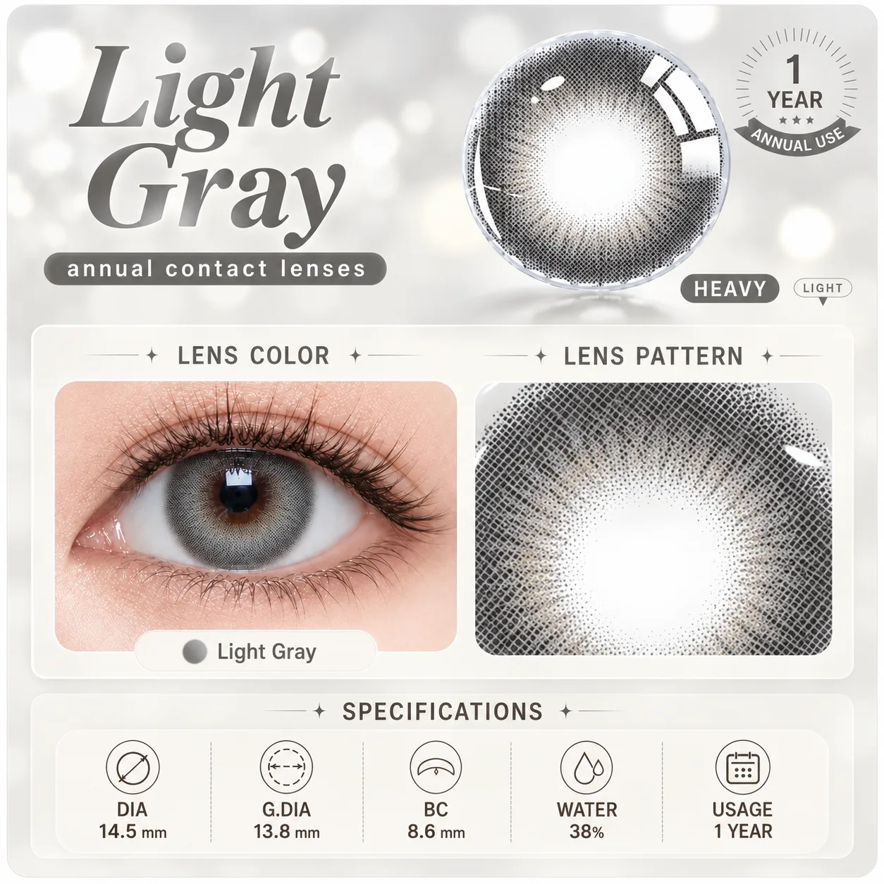 Aurea Halo Grey Grey Tageslinsen farbige Kontaktlinsen