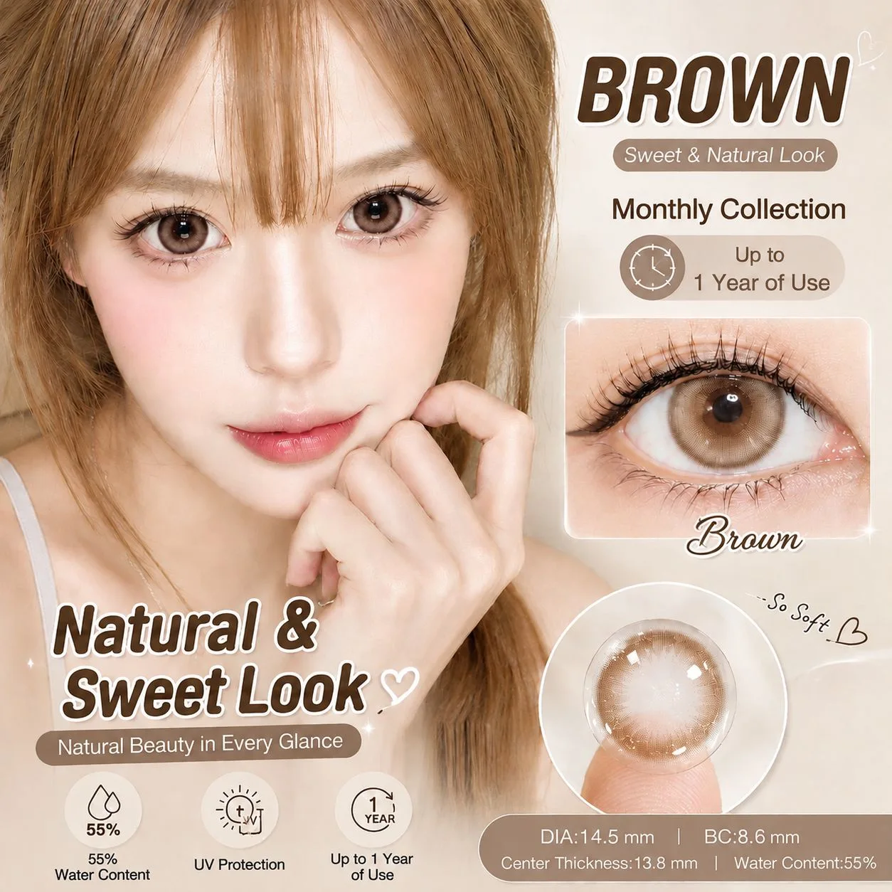Aurea Halo Brown Daily Colored Contact Lenses Brown Tageslinsen farbige Kontaktlinsen 4