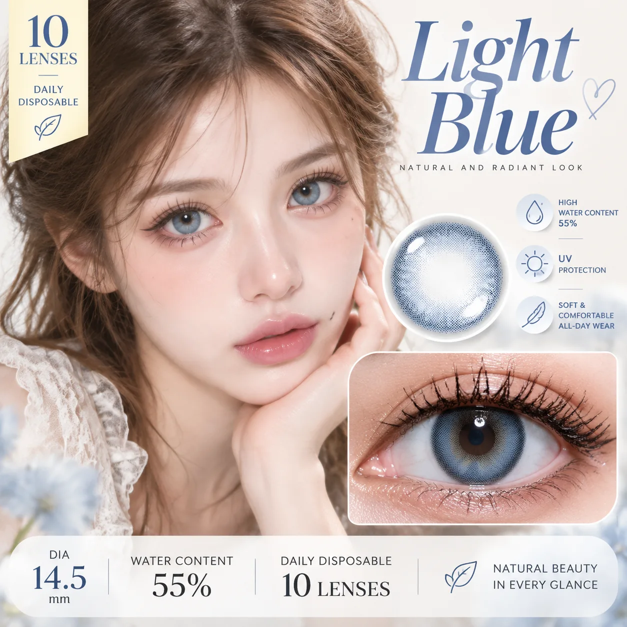 Aurea Dollydream Blue Daily Colored Contact Lenses Blue Tageslinsen farbige Kontaktlinsen