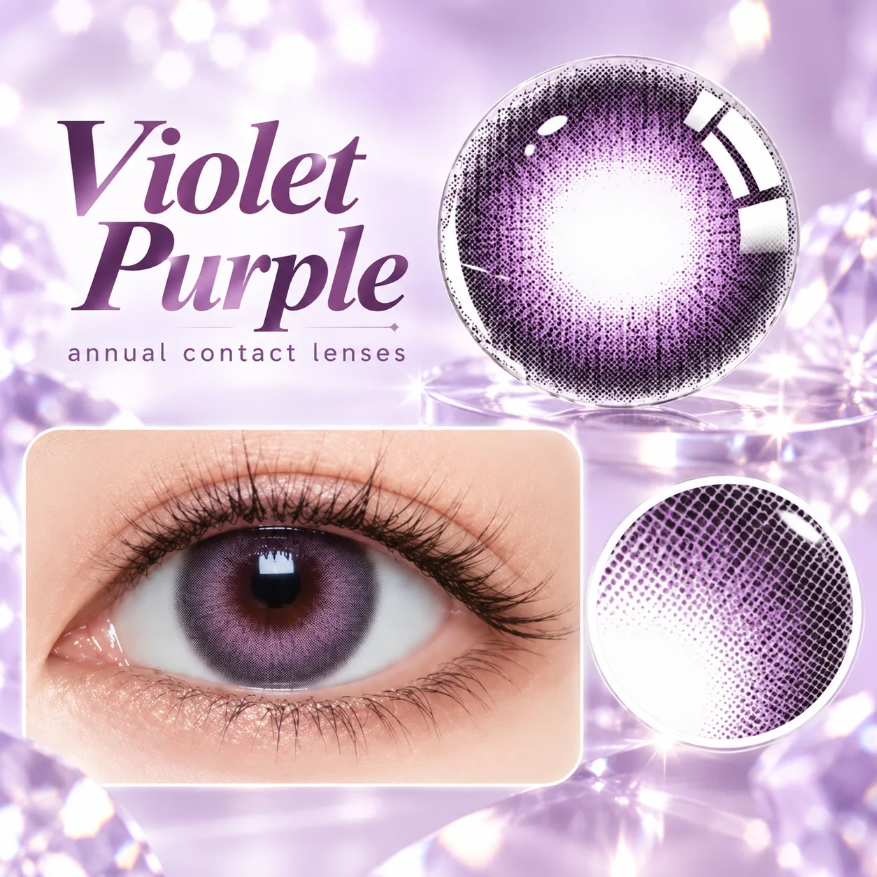Lensora Studio Air Purple Monthly Colored Contact Lenses パープル マンスリー カラコン 3