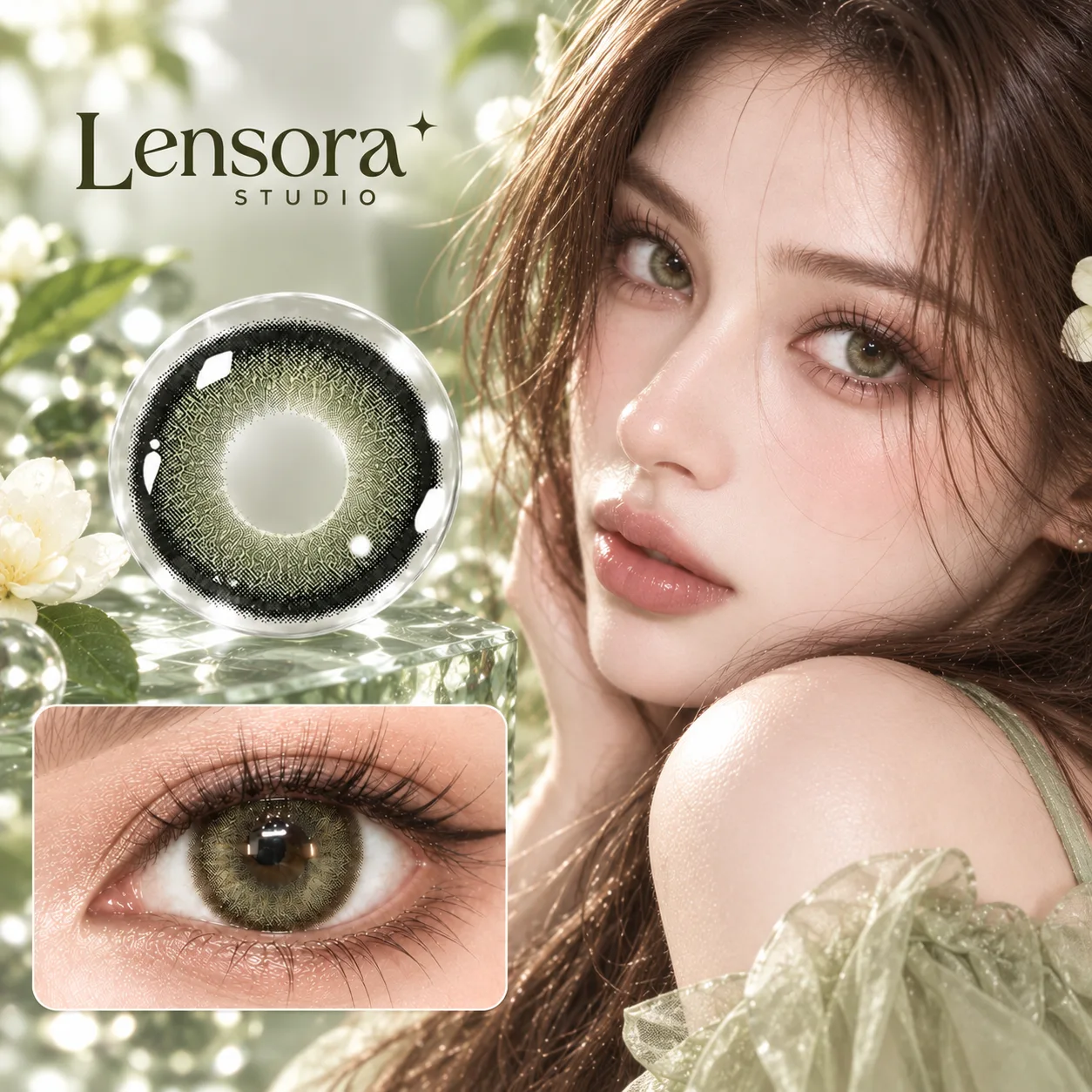Lensora Studio Lovely Green Half-Yearly Colored Contact Lenses Green Half-Yearly farbige Kontaktlinsen