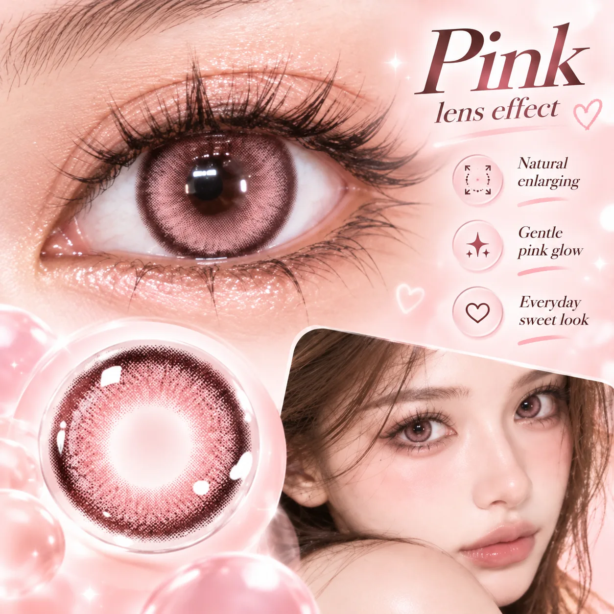 NOVA EYE Flipped Pink Daily Colored Contact Lenses Pink Tageslinsen farbige Kontaktlinsen 3