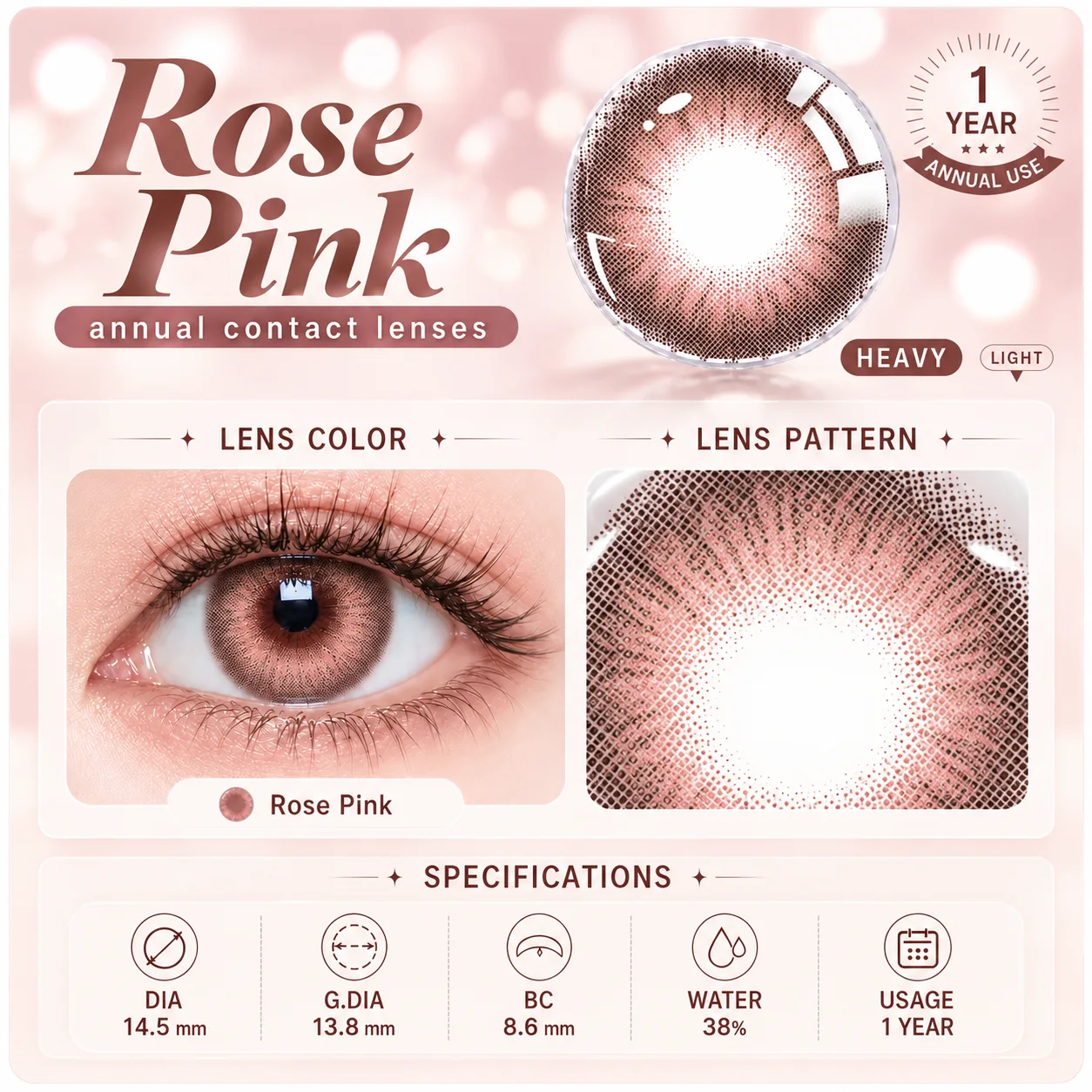 Aurea Dollydream Pink Half-Yearly Colored Contact Lenses Purple Half-Yearly farbige Kontaktlinsen