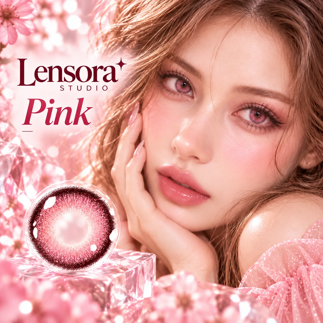 NOVA EYE Flipped Pink Half-Yearly Colored Contact Lenses Pink Half-Yearly farbige Kontaktlinsen 3