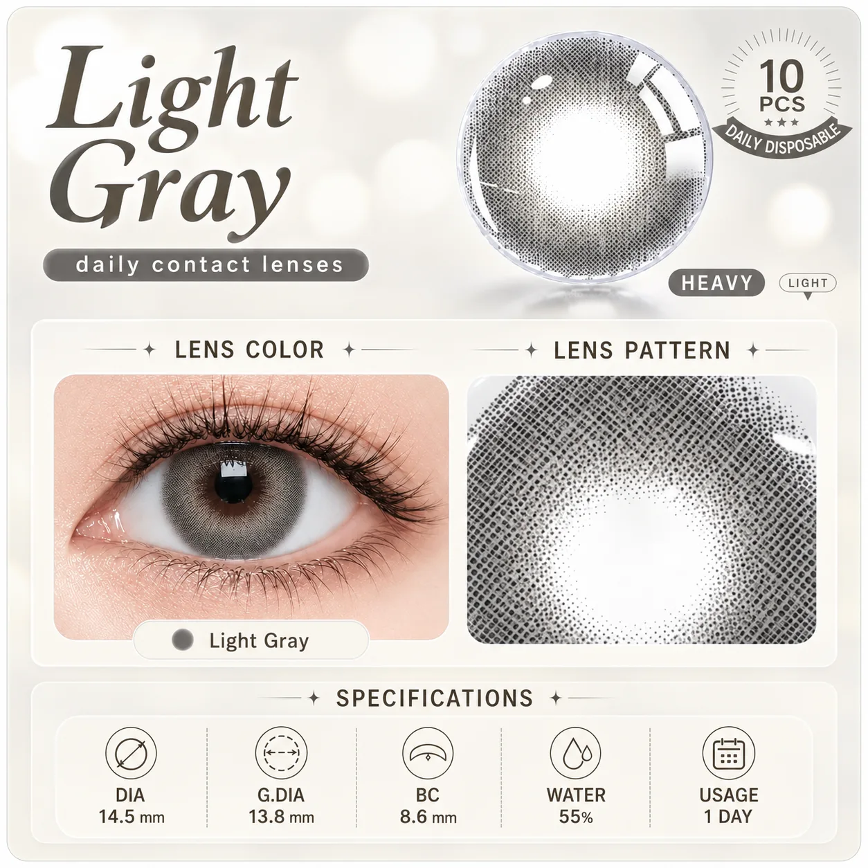 Lensora Studio Island Gray Daily Colored Contact Lenses グレー ワンデー カラコン