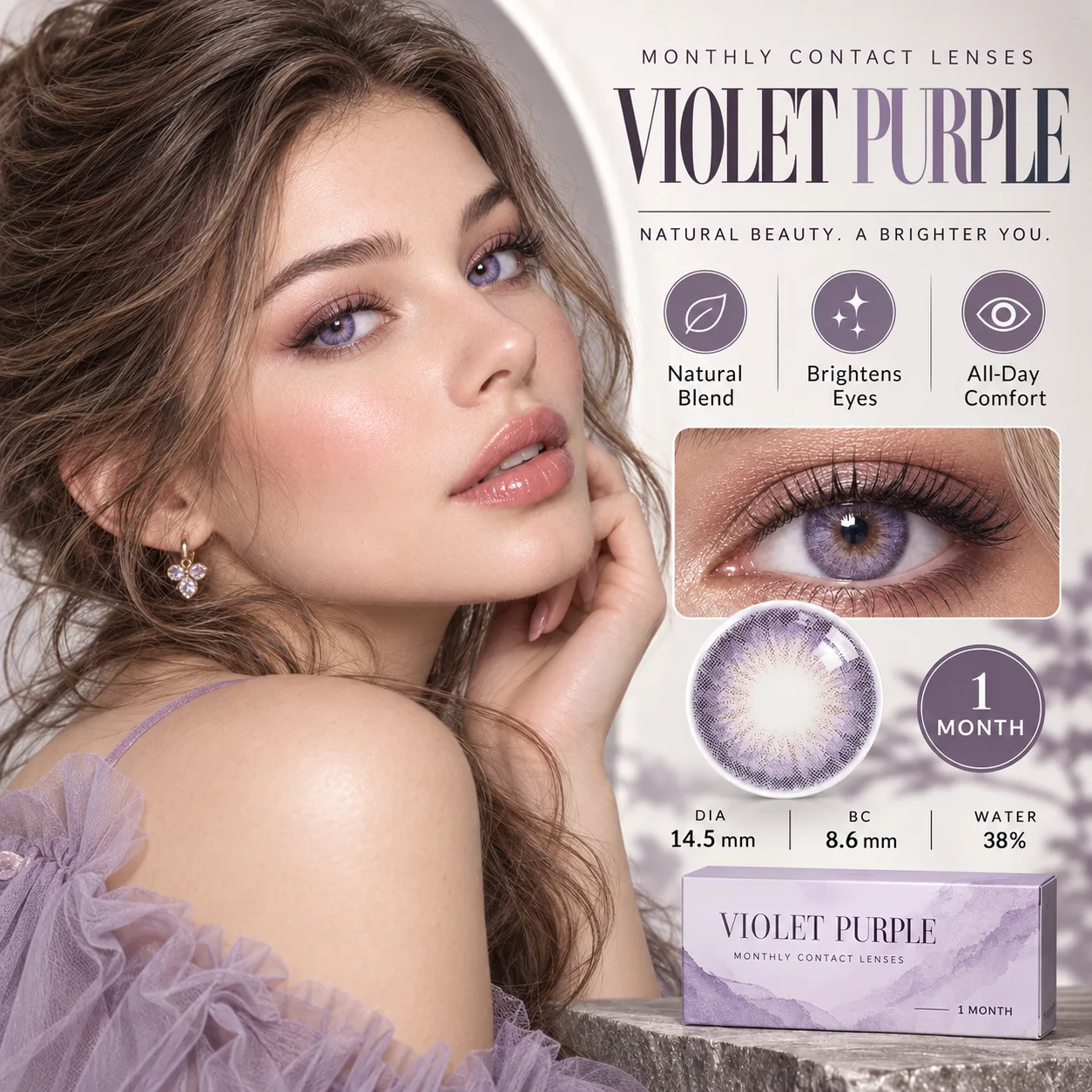 Aurea Halo Purple Monthly Colored Contact Lenses Purple Monatslinsen farbige Kontaktlinsen
