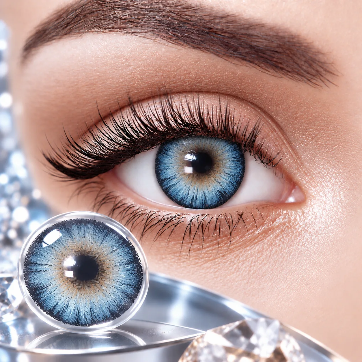 Lensora Studio Air Blue Monthly Colored Contact Lenses Blue Monatslinsen farbige Kontaktlinsen