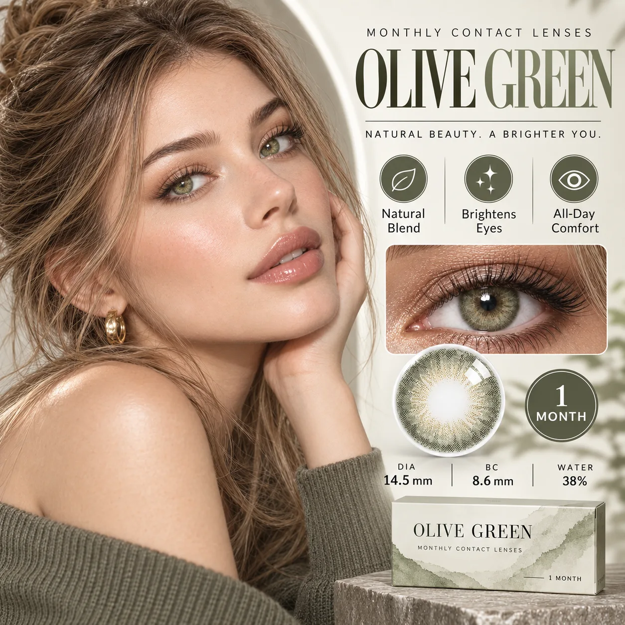 Lensora Studio Lovely Green Monthly Colored Contact Lenses Green Monatslinsen farbige Kontaktlinsen
