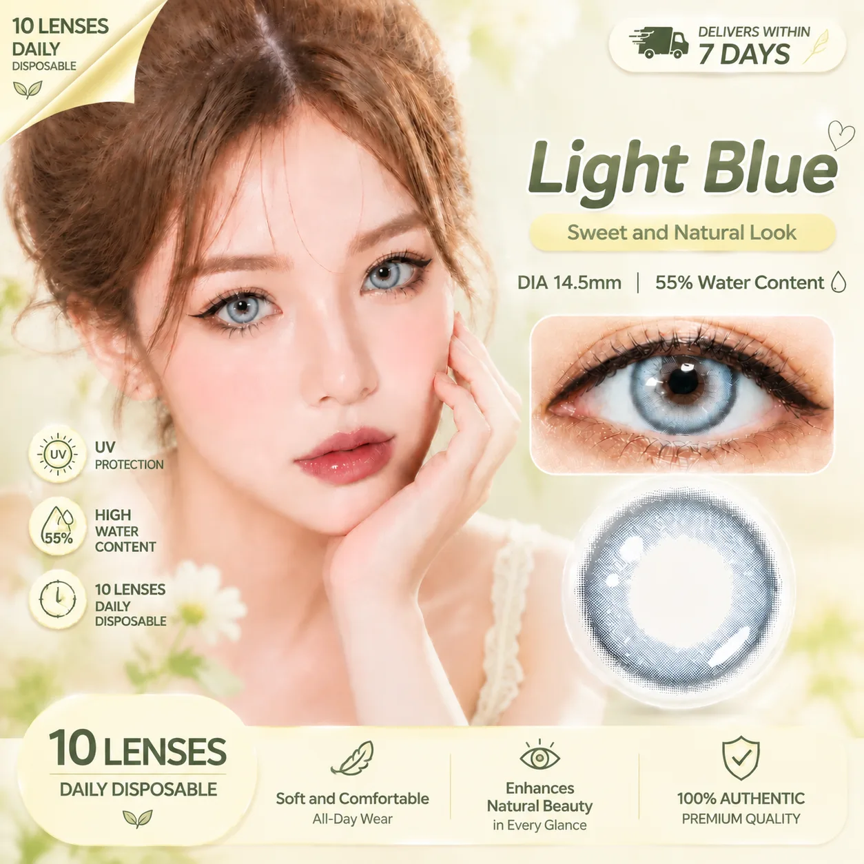 Aurea Dollydream Blue Daily Colored Contact Lenses Blue Tageslinsen farbige Kontaktlinsen