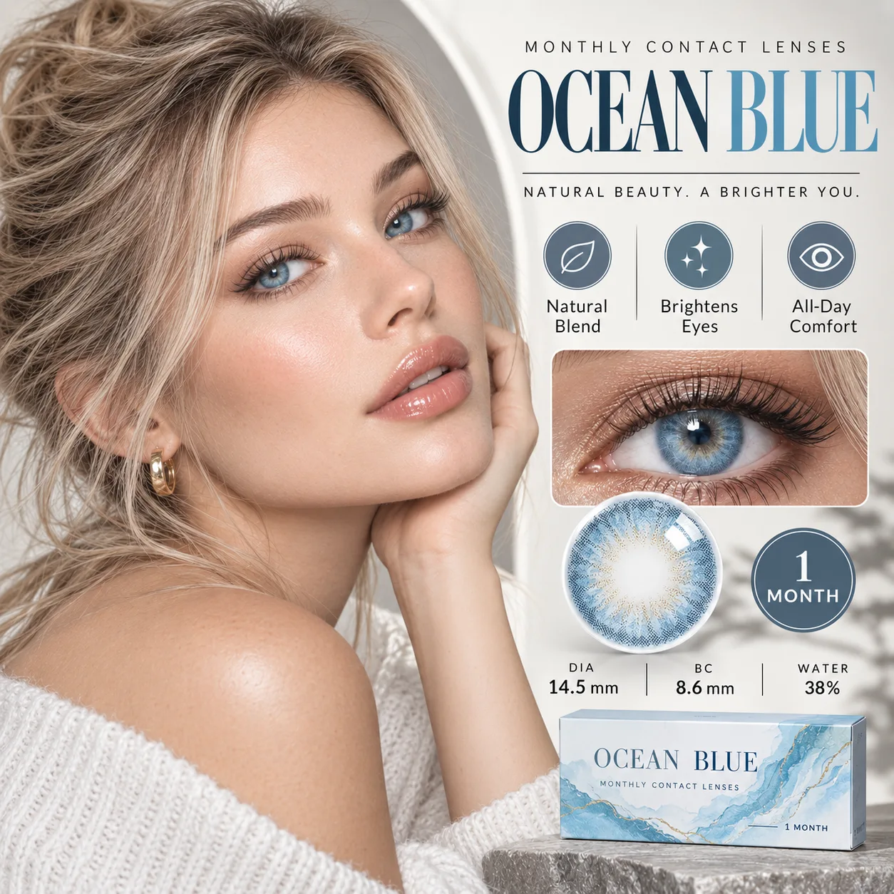 NOVA EYE After School Dark Dark Blue Monthly Colored Contact Lenses Blue Monatslinsen farbige Kontaktlinsen