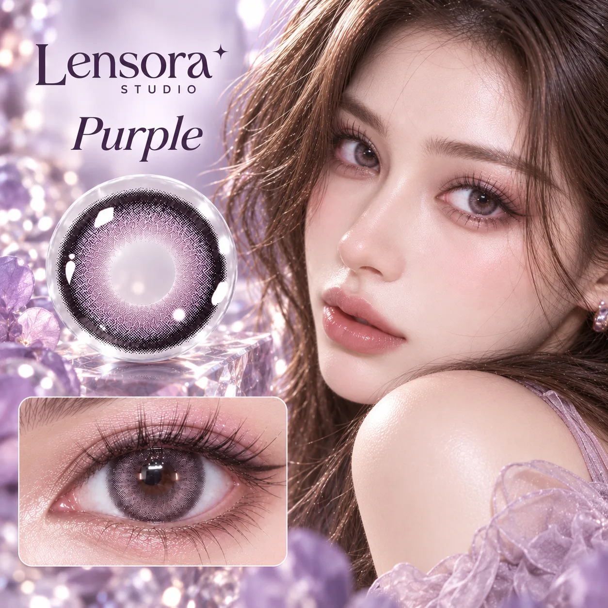 Lensora Studio Island Purple Half-Yearly Colored Contact Lenses Purple Half-Yearly farbige Kontaktlinsen